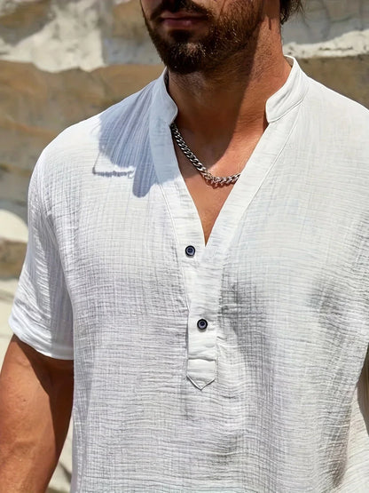 Laurent| Camisa elegante de verano con cuello alto
