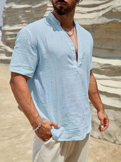 Laurent| Camisa elegante de verano con cuello alto