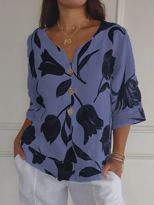Laurent | Blusa con escote en V y estampado floral
