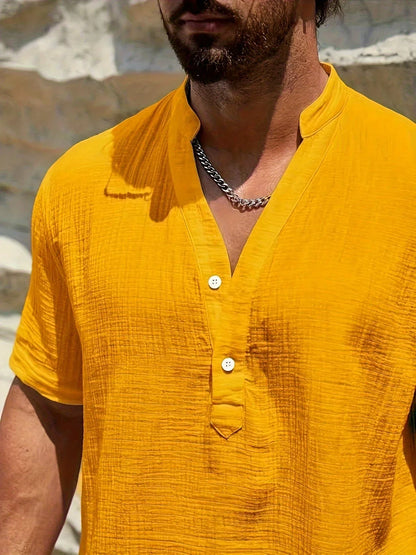 Laurent| Camisa elegante de verano con cuello alto