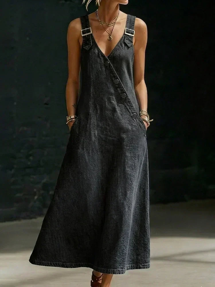 LAURENT & CO | VESTIDO LARGO VAQUERO VERA PARA MUJER CON BOTONES