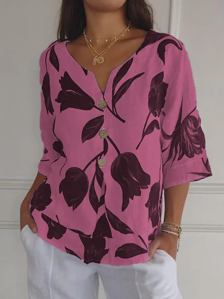 Laurent | Blusa con escote en V y estampado floral