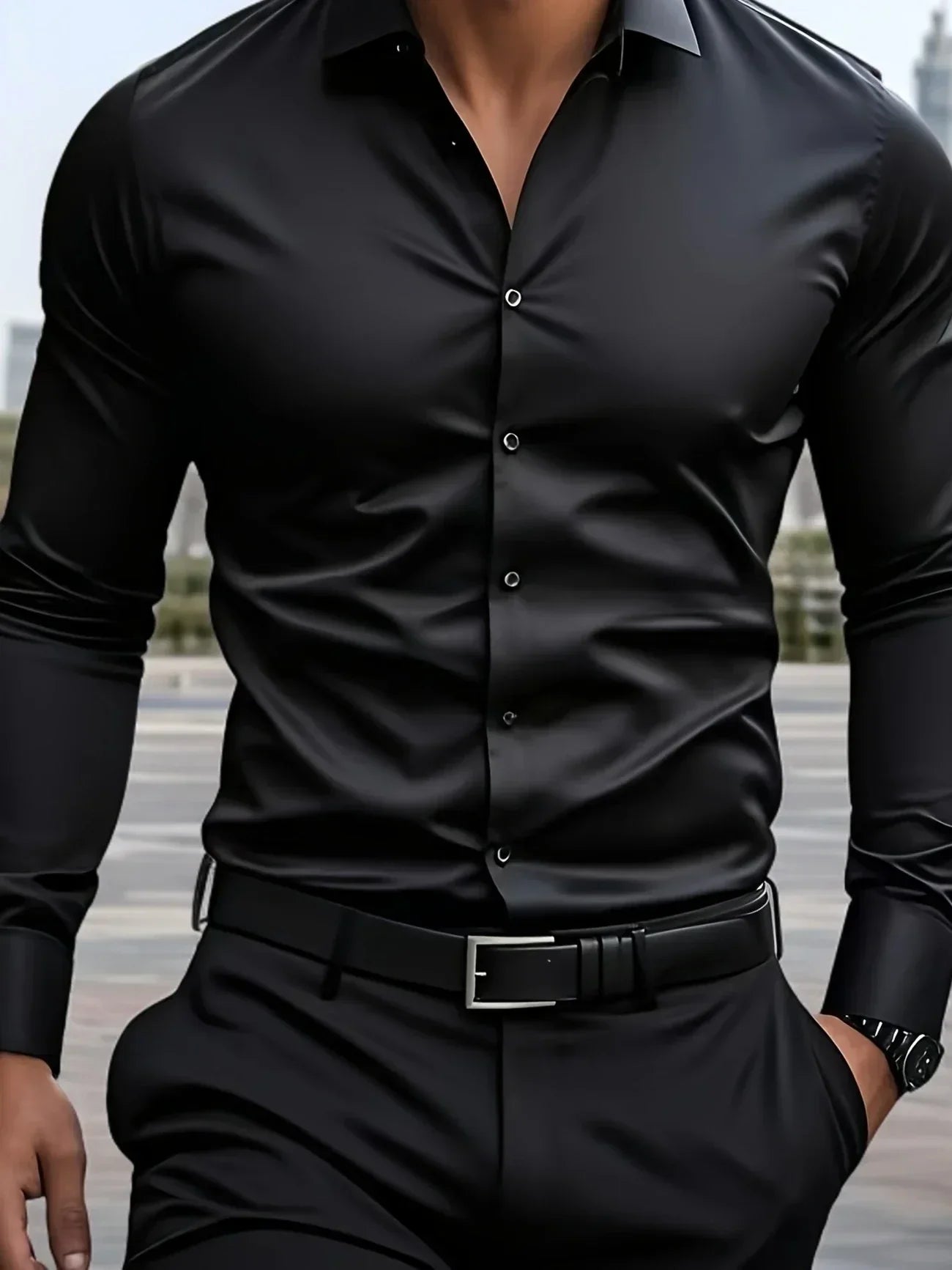 Laurent| Camisa de vestir de manga larga con botones