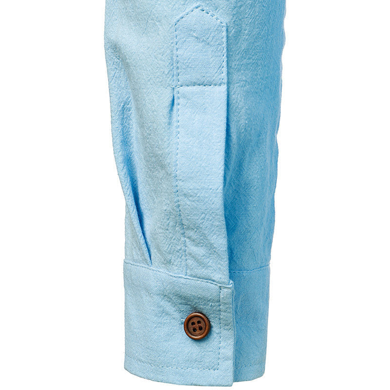 Laurent| Camisa vintage de lino de manga larga para hombre.