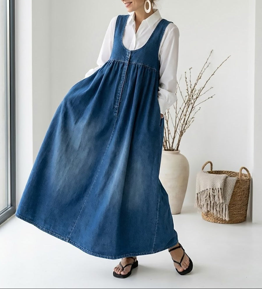 LAURENT & CO | KAREN: VESTIDO LARGO VAQUERO VINTAGE PARA MUJER